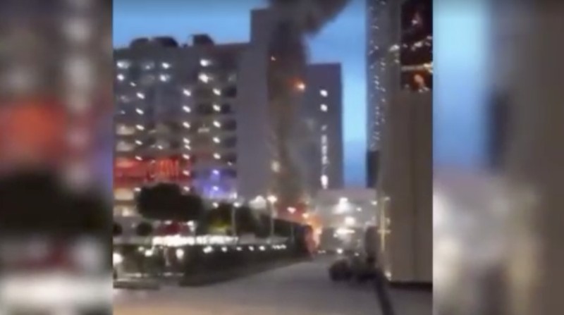 Serangan drone ukraina pada gedung perkantroan di Moskow, Rusia. (REUTERS)