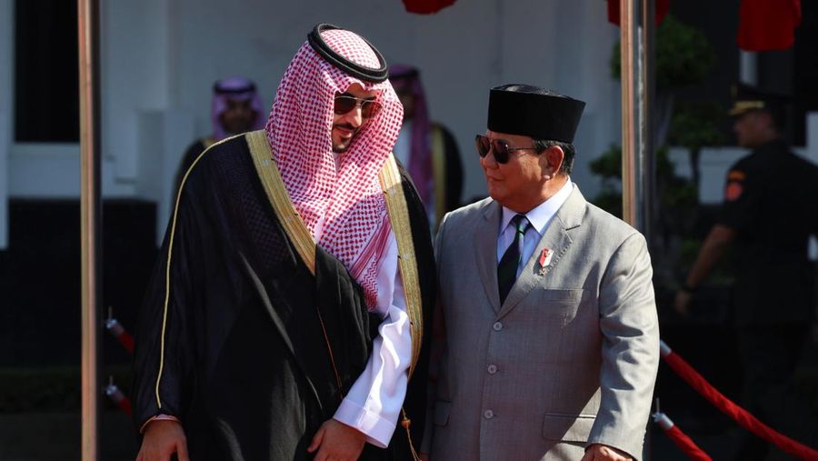 Menteri Pertahanan RI Prabowo Subianto menerima kunjungan Menteri Pertahanan Arab Saudi Pangeran Khalid bin Salman bin Abdul Aziz. (Dok. Tim Media Prabowo Subianto)