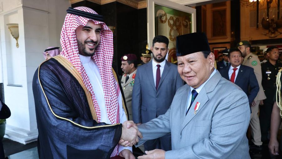 Menteri Pertahanan RI Prabowo Subianto menerima kunjungan Menteri Pertahanan Arab Saudi Pangeran Khalid bin Salman bin Abdul Aziz. (Dok. Tim Media Prabowo Subianto)