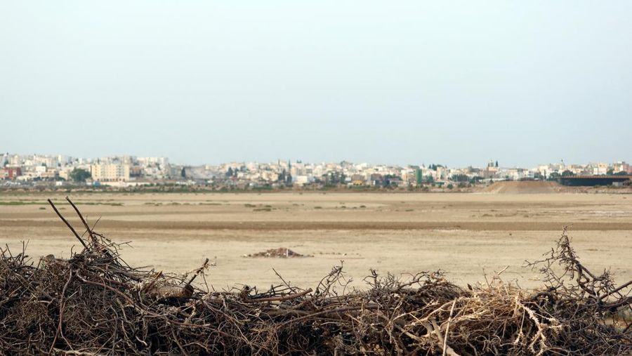 Pemandangan danau Al Sejoumi yang mengering di Tunis, Tunisia, 22 Juli 2023. (REUTERS/Jihed Abidellaoui)