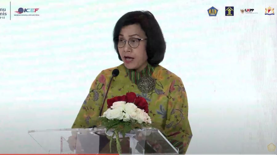 Menteri Keuangan, Sri Mulyani saat mengahdid acara opening ceremony Temu Bisnis Tahap VI. (YouTube/Ministry of Finance Republic of Indonesia)