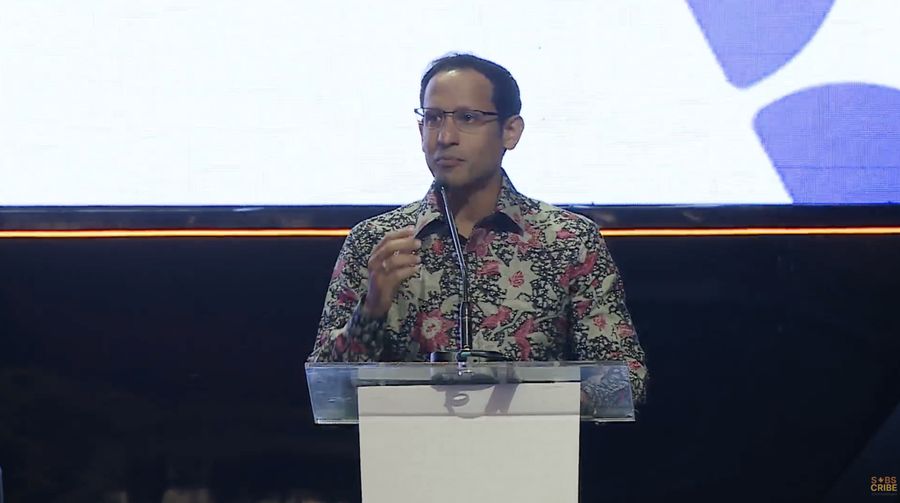 Menteri Pendidikan, Kebudayaan, Riset, dan Tekonogi Republik Indonesia, Nadiem Anwar Makarim saat menghadiri Acara Puncak LPDP Festival 2023. Menteri Pendidikan, Kebudayaan, Riset, dan Tekonogi Republik Indonesia, Nadiem Anwar Makarim saat menghadiri Acara Puncak LPDP Festival 2023. (Tangkapan Layar Youtube LPDP RI)