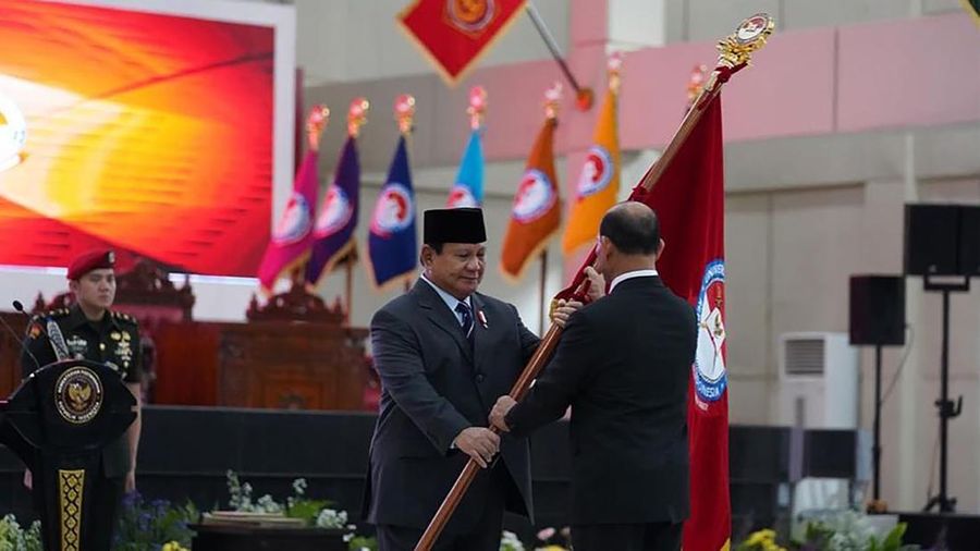 Menteri Pertahanan Prabowo Subianto melantik Rektor Universitas Pertahanan. (Instagram @prabowo)