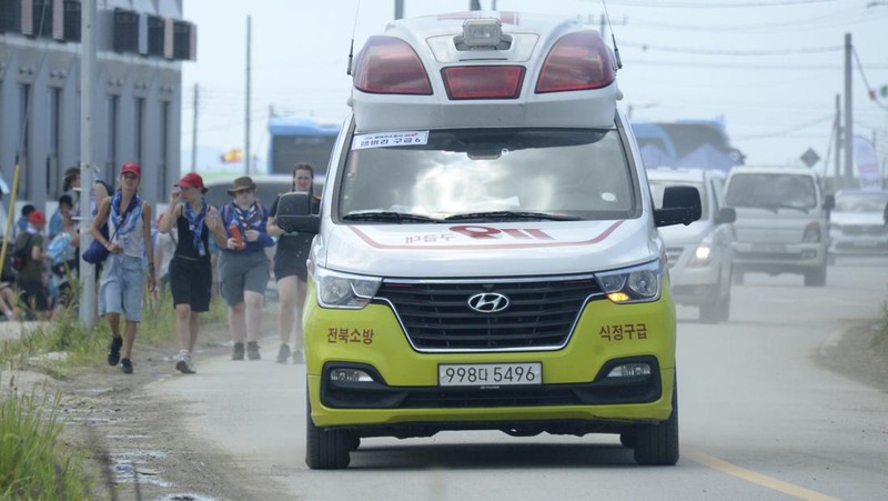 Tenda didirikan di lokasi perkemahan pramuka selama Jambore Pramuka Dunia di Buan, Korea Selatan, Jumat, 4 Agustus 2023. Lebih dari 100 orang dirawat karena sakit panas di Jambore Pramuka Dunia yang diadakan di Korea Selatan, yang mengalami salah satu musim panas terpanas selama bertahun-tahun. (Choe Young-soo/Yonhap via AP)
