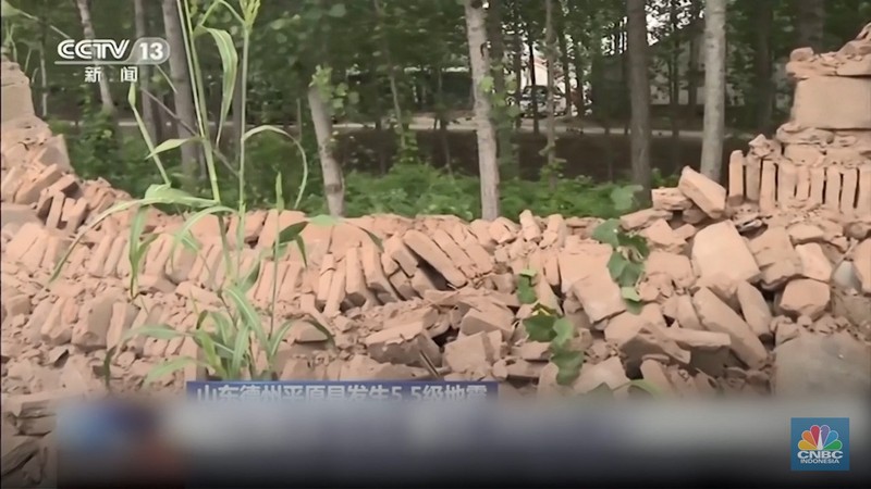 China Earthquake In this image taken from video footage run by China's CCTV, a damaged farm house is seen near the epicenter of the earthquake in Pingyuan County in east China's Shandong Province, Sunday, Aug. 6, 2023. An earthquake in eastern China before dawn Sunday knocked down houses and injured some people, according to state media, but no deaths were reported. (CCTV via AP)