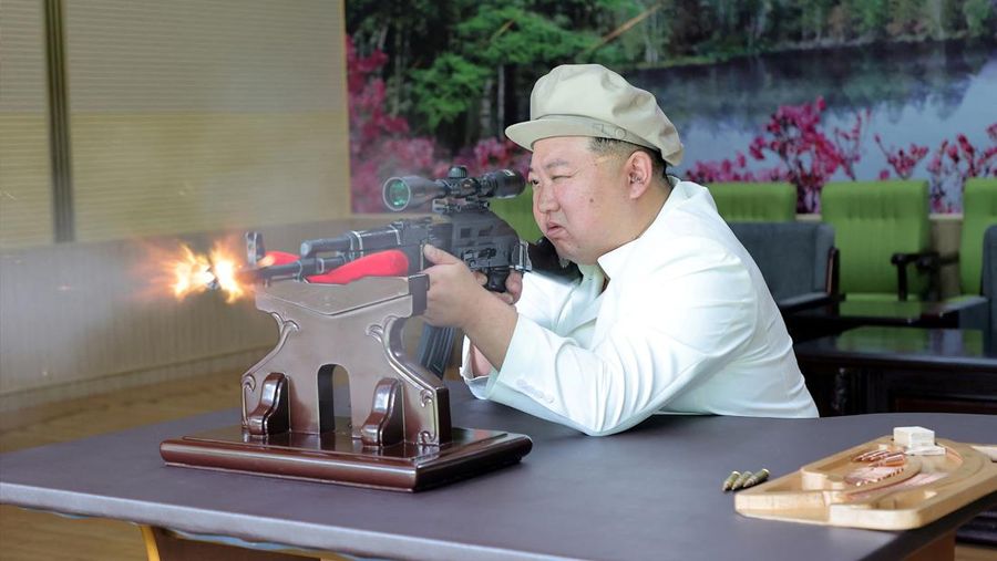 North Korean leader Kim Jong Un gives field guidance at a major weapon factory in this image released by North Korea's Korean Central News Agency on August 6, 2023. KCNA via REUTERS ATTENTION EDITORS - THIS IMAGE WAS PROVIDED BY A THIRD PARTY. REUTERS IS UNABLE TO INDEPENDENTLY VERIFY THIS IMAGE. NO THIRD PARTY SALES. SOUTH KOREA OUT. NO COMMERCIAL OR EDITORIAL SALES IN SOUTH KOREA.