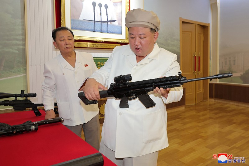 NORTHKOREA-MISSILES/ North Korean leader Kim Jong Un gives field guidance at a major weapon factory in this image released by North Korea's Korean Central News Agency on August 6, 2023. KCNA via REUTERS ATTENTION EDITORS - THIS IMAGE WAS PROVIDED BY A THIRD PARTY. REUTERS IS UNABLE TO INDEPENDENTLY VERIFY THIS IMAGE. NO THIRD PARTY SALES. SOUTH KOREA OUT. NO COMMERCIAL OR EDITORIAL SALES IN SOUTH KOREA.