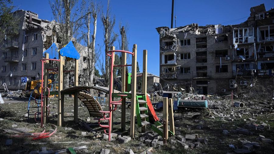 A view shows residential buildings damaged by a Russian missile strike, amid Russia's attack on Ukraine, in Pokrovsk, Donetsk region, Ukraine August 8, 2023. REUTERS/Viacheslav Ratynskyi