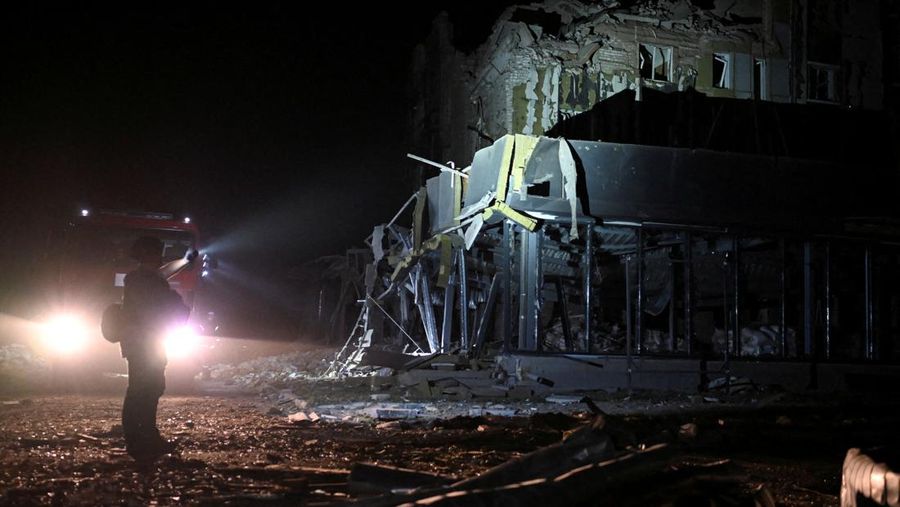 A view shows a building destroyed during a Russian missile strike, amid Russia's attack on Ukraine, in Pokrovsk, Donetsk region, Ukraine August 7, 2023. Head of the Donetsk Regional Military Administration Pavlo Kyrylenko/Handout via REUTERS  THIS IMAGE HAS BEEN SUPPLIED BY A THIRD PARTY. MANDATORY CREDIT. NO RESALES. NO ARCHIVES