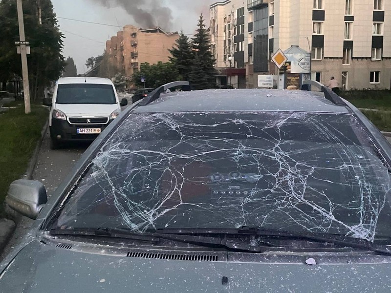 UKRAINE-CRISIS/ATTACK-POKROVSK A view shows a building destroyed during a Russian missile strike, amid Russia's attack on Ukraine, in Pokrovsk, Donetsk region, Ukraine August 7, 2023. Head of the Donetsk Regional Military Administration Pavlo Kyrylenko/Handout via REUTERS THIS IMAGE HAS BEEN SUPPLIED BY A THIRD PARTY. MANDATORY CREDIT. NO RESALES. NO ARCHIVES