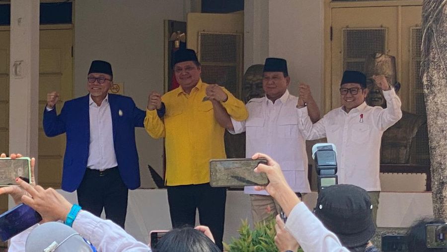 Deklarasi Koalisi 4 partai Gerindra, Golkar, PAN, PKB untuk mendukung Prabowo Subianto menjadi Calon Presiden 2024. (Dok. Detikcom/Annisa)