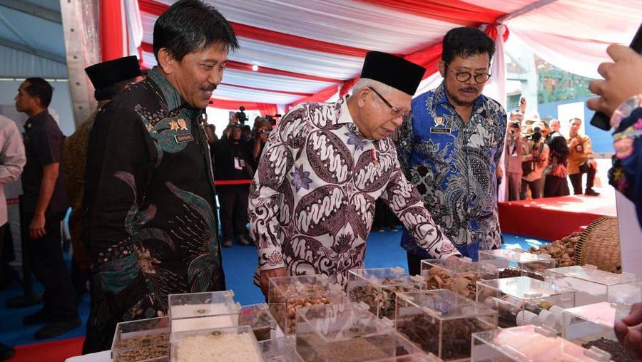 Mentan SYL dan Wakil Presiden RI, KH Maruf Amin melepas ekspor komoditas pertanian ke 176 negara dengan nilai transaksi sebesar Rp 12,45 triliun. (Dok. Badan Karantina Pertanian Kementan)