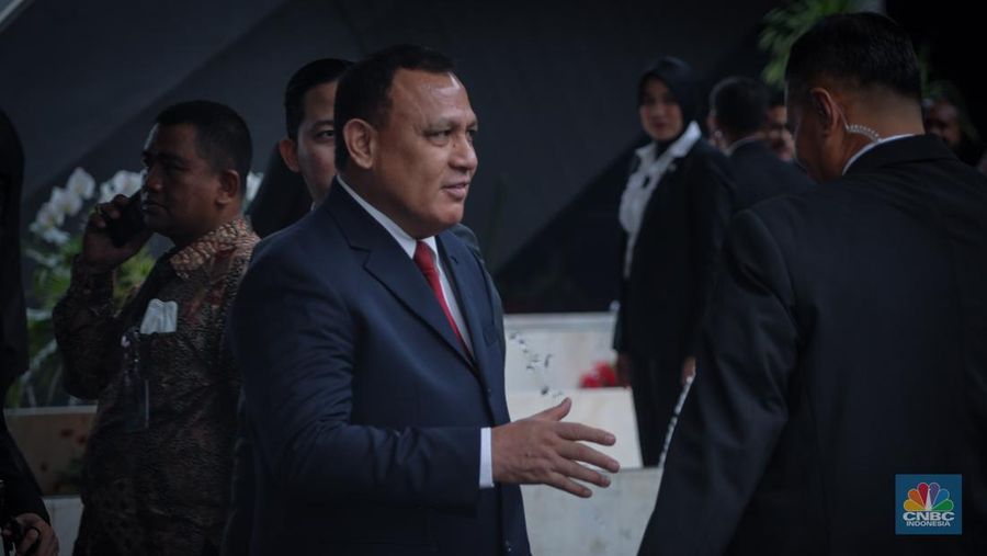 Ketua KPK R.I Firli Bahuri setelah sidang tahunan MPR RI tahun 2023 di Gedung DPR RI, Jakarta, Rabu (16/8/2023). (²©²ÊÍøÕ¾/Faisal Rahman)