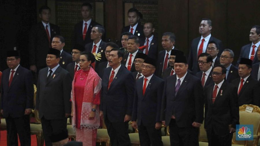 Pidato kenegaraan Presiden RI saat sidang tahunan MPR, DPR dan DPD RI, Jakarta, Rabu (16/8/2023). (CNBC Indonesia/Muhammad Sabki)
