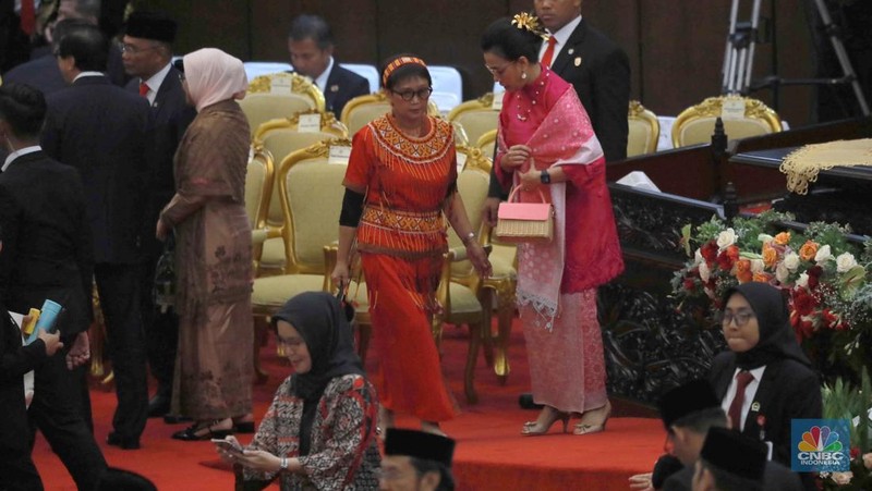 Pidato kenegaraan Presiden RI saat sidang tahunan MPR, DPR dan DPD RI, Jakarta, Rabu (16/8/2023). (CNBC Indonesia/Muhammad Sabki)