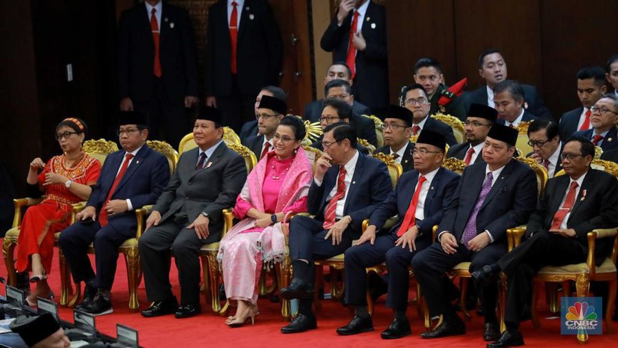 Sidang tahunan MPR digelar hari ini. Menteri Kabinet Indonesia Maju hadir dalam sidang yang berlangsung di gedung DPR tersebut. (CNBC Indonesia/Muhammad Sabki)