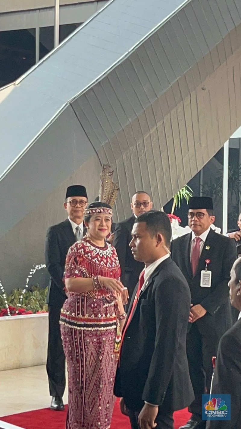 Pidato kenegaraan Presiden RI saat sidang tahunan MPR, DPR dan DPD RI, Jakarta, Rabu (16/8/2023). (CNBC Indonesia/Muhammad Sabki)
