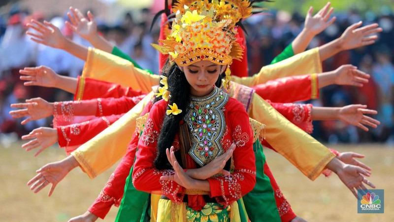 Karnaval 17 Agustus di Kampung Bedahan Depok, Jawa Barat. (CNBC Indonesia/Muhammad Sabki)