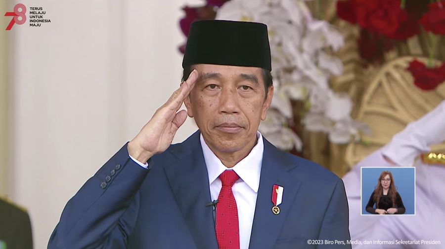 Upacara Penurunan Bendera Negara Sang Merah Putih, 17 Agustus 2023. (Tangkapan Layar Youtube Sekretariat Presiden)
