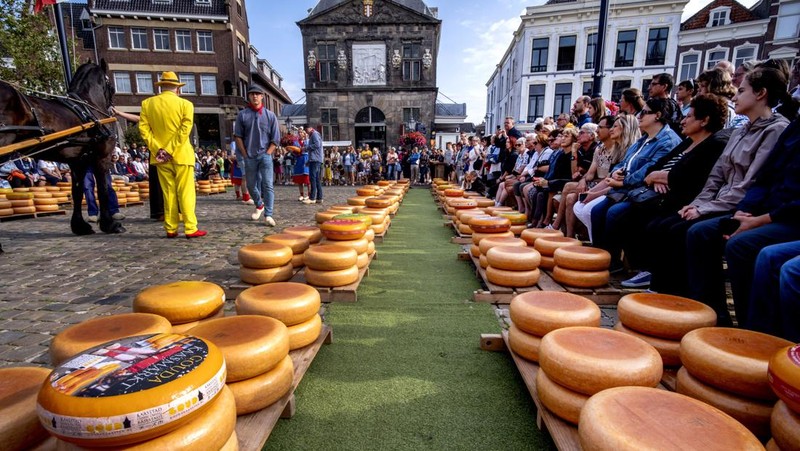 Keju Gouda tercatat sebagai salah satu keju tertua yang masih terus dibuat. Keju Gouda pertama kali disebut pada tahun 1184. (AP Photo/Michael Probst)