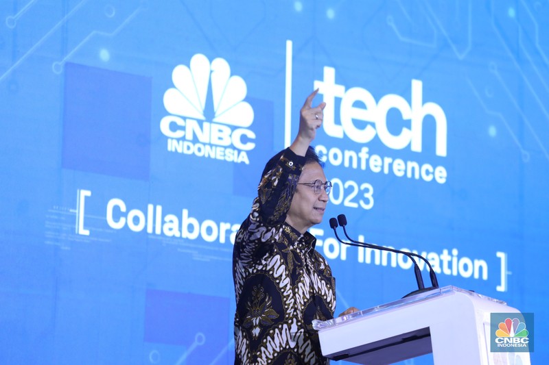 Suasana acara Collaboration For Innovation Tech Confrence di Sopo del Tower, Jakarta, Selasa (22/8/2023). (CNBC Indonesia/Tri Susilo) Suasana acara Collaboration For Innovation Tech Confrence di Sopo del Tower, Jakarta, Selasa (22/8/2023). (CNBC Indonesia/Tri Susilo)
