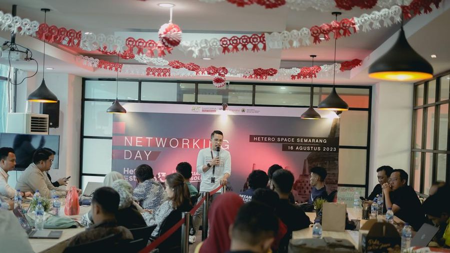 Sesi Investors Meet & Networking serta malam penghargaan Hetero for Startup Season 3 di Semarang, Jawa Tengah (Jateng), Rabu (16/8/2023).