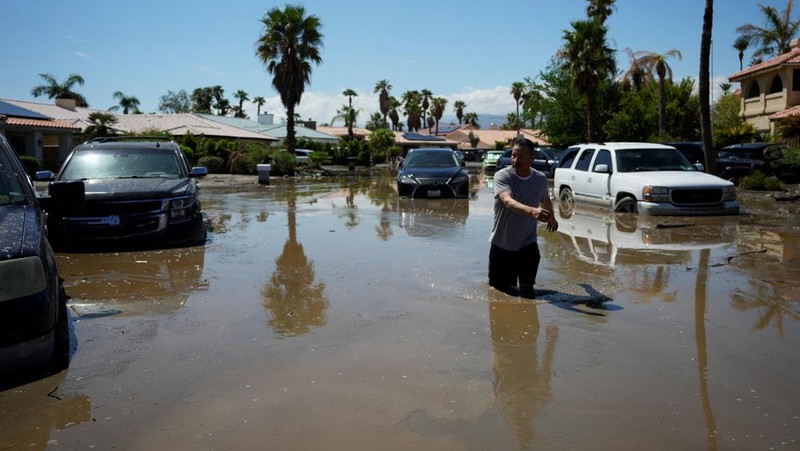 Suasan pasca amukan Badai Hilary di California Selatan, Amerika Serikat, Senin (21/8/2023).  (REUTERS/Bryan Woolston )