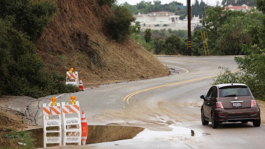 Suasan pasca amukan Badai Hilary di California Selatan, Amerika Serikat, Senin (21/8/2023).  (REUTERS/Bryan Woolston )