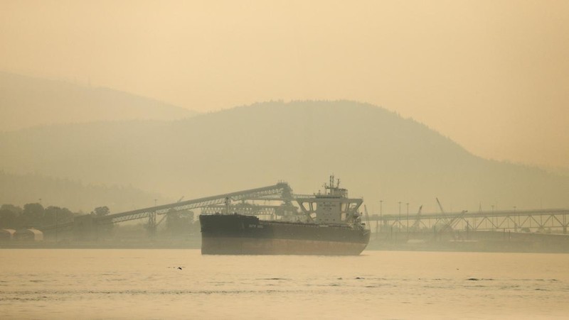 Suasana pusat kota yang diselimuti kabut asap kebakaran hutan, di Stanley Park di Vancouver, British Columbia, Kanada, Senin (21/8/2023). (REUTERS/Chris Helgren)