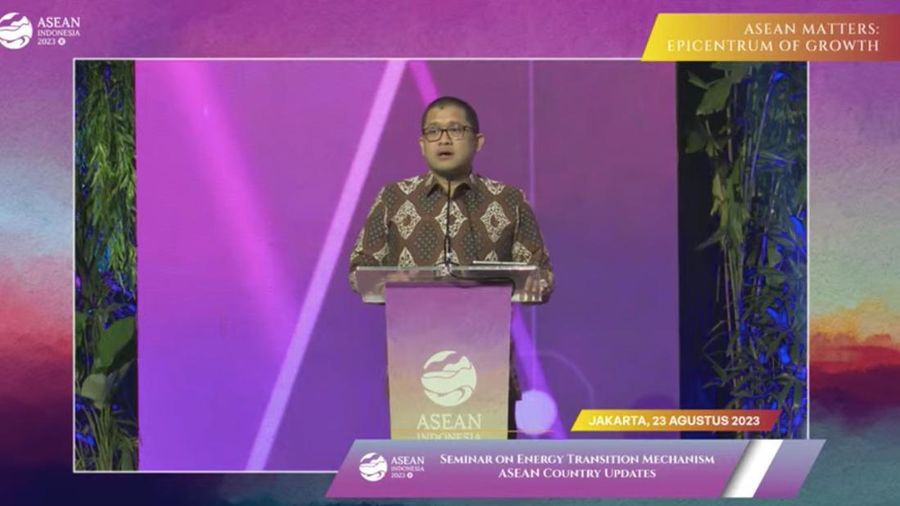 Kepala BKF Febrio Kacaribu saat menjadi narasumber dalam seminar on Energy Transition Mechanism: ASEAN Country Updates di Jakarta, Rabu (23/8/2023). (YouTube/Kemenkeu)