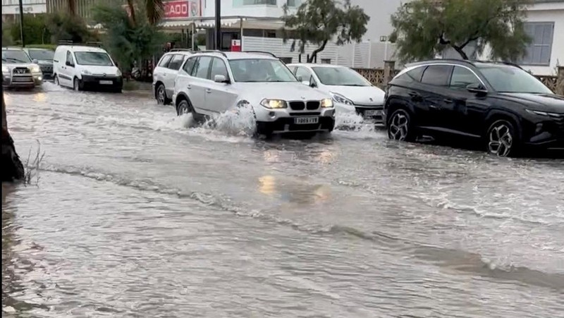A general view of the storm in Mallorca, Spain August 27, 2023, in this screen grab taken from a social media video. Sanja Poljanski/ via REUTERS THIS IMAGE HAS BEEN SUPPLIED BY A THIRD PARTY. MANDATORY CREDIT. NO RESALES. NO ARCHIVES.