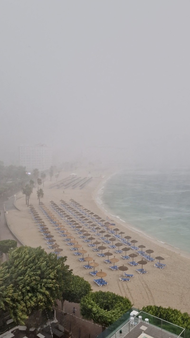 EUROPE-WEATHER/SPAIN-MALLORCA A general view of the storm in Mallorca, Spain August 27, 2023, in this screen grab taken from a social media video. Sanja Poljanski/ via REUTERS THIS IMAGE HAS BEEN SUPPLIED BY A THIRD PARTY. MANDATORY CREDIT. NO RESALES. NO ARCHIVES.