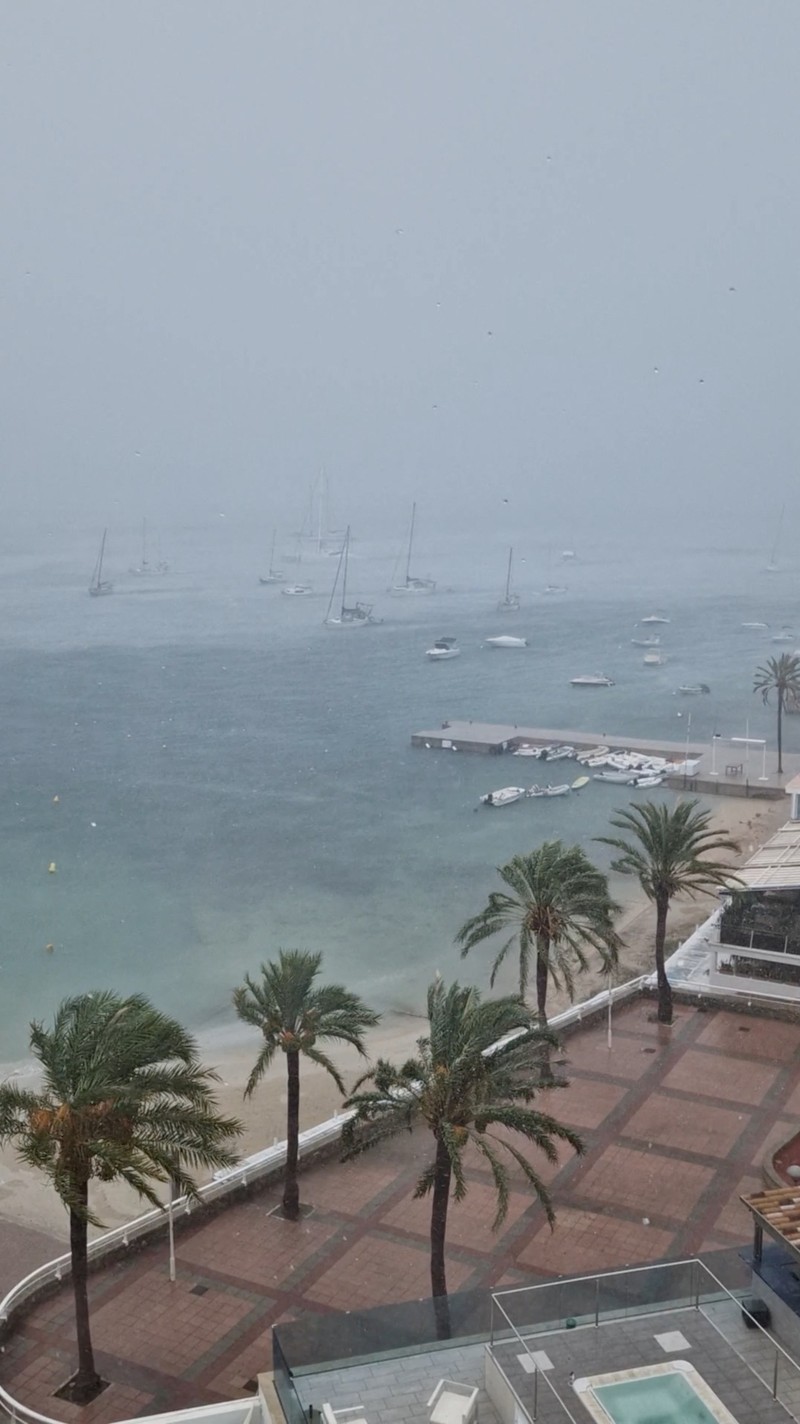EUROPE-WEATHER/SPAIN-MALLORCA A general view of the storm in Mallorca, Spain August 27, 2023, in this screen grab taken from a social media video. Sanja Poljanski/ via REUTERS THIS IMAGE HAS BEEN SUPPLIED BY A THIRD PARTY. MANDATORY CREDIT. NO RESALES. NO ARCHIVES.