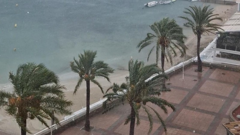 A general view of the storm in Mallorca, Spain August 27, 2023, in this screen grab taken from a social media video. Sanja Poljanski/ via REUTERS THIS IMAGE HAS BEEN SUPPLIED BY A THIRD PARTY. MANDATORY CREDIT. NO RESALES. NO ARCHIVES.