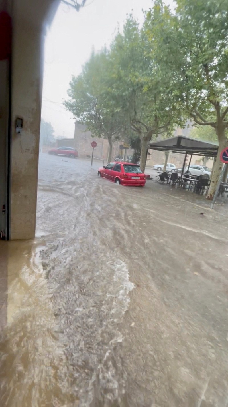 EUROPE-WEATHER/SPAIN-MALLORCA A general view of the storm in Mallorca, Spain August 27, 2023, in this screen grab taken from a social media video. Sanja Poljanski/ via REUTERS THIS IMAGE HAS BEEN SUPPLIED BY A THIRD PARTY. MANDATORY CREDIT. NO RESALES. NO ARCHIVES.