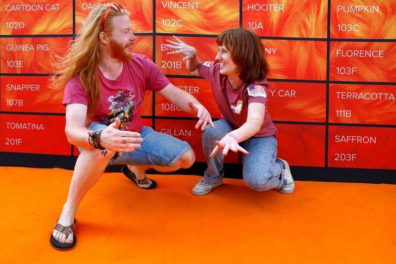 Anak-anak menghadiri Festival Redhead Days tahunan di Tilburg, Belanda, 27 Agustus 2023. Anak-anak menghadiri Festival Redhead Days tahunan di Tilburg, Belanda, 27 Agustus 2023. (REUTERS/Piroschka van de Wouw)