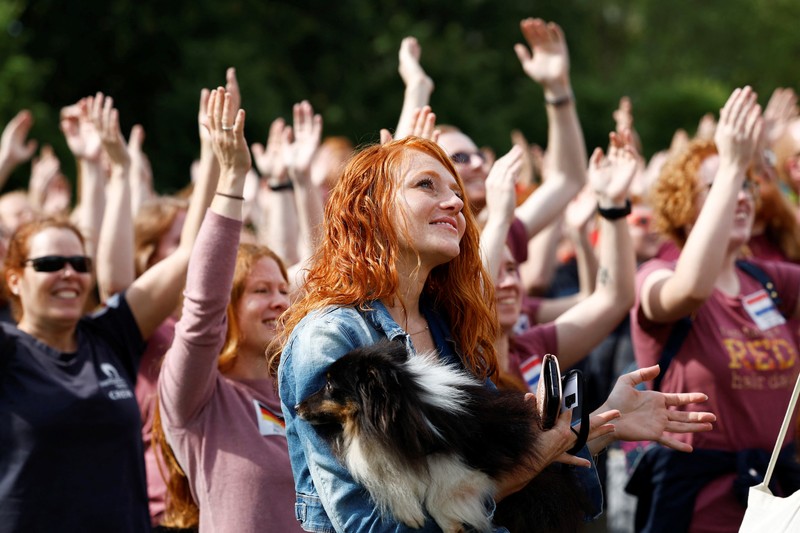 Anak-anak menghadiri Festival Redhead Days tahunan di Tilburg, Belanda, 27 Agustus 2023. Anak-anak menghadiri Festival Redhead Days tahunan di Tilburg, Belanda, 27 Agustus 2023. (REUTERS/Piroschka van de Wouw)