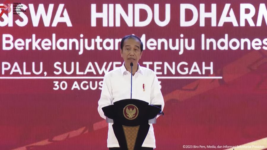 Sambutan Presiden Jokowi Pada Pembukaan Mahasabha XIII KMHDI 2023, Palu, 30 Agustus 2023. (Tangkapan Kayar Youtube)