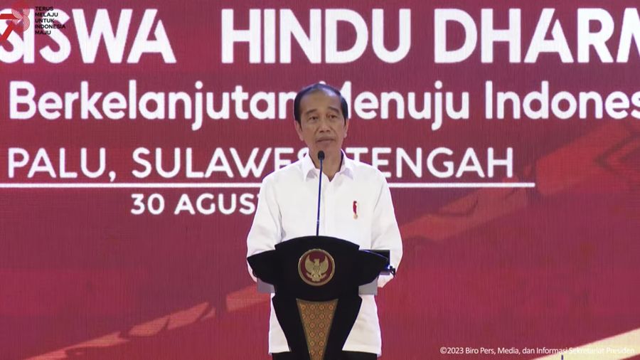 Sambutan Presiden Jokowi Pada Pembukaan Mahasabha XIII KMHDI 2023, Palu, 30 Agustus 2023. (Tangkapan Kayar Youtube)
