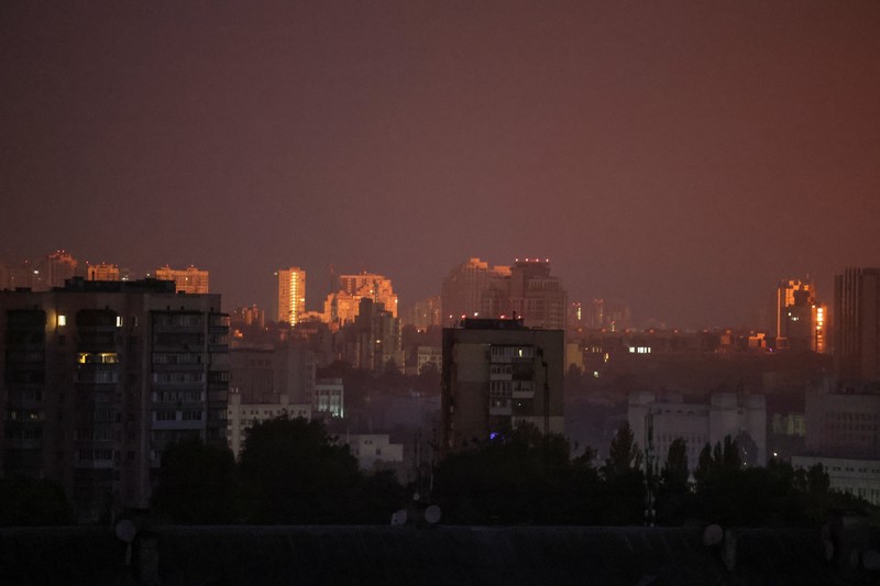 UKRAINE-CRISIS/KYIV-BLAST A view shows at the site of a residential area hit by a Russian drone and missile strikes strike, amid Russia's attack on Ukraine, in Kyiv region, Ukraine August 30, 2023. Head of the National Police of Kyiv region Andrii Nebytov via Telegram/Handout via REUTERS ATTENTION EDITORS - THIS IMAGE HAS BEEN SUPPLIED BY A THIRD PARTY.