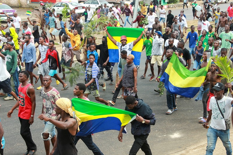 Gabonese military appear on television as they announce that they have seized power following President Ali Bongo Ondimba's re-election, in this screengrab obtained by Reuters on August 30, 2023. Gabon 1ere/Handout via REUTERS    THIS IMAGE HAS BEEN SUPPLIED BY A THIRD PARTY.     TPX IMAGES OF THE DAY