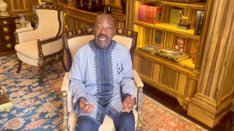 GABON-ELECTION/ Gabonese military appear on television as they announce that they have seized power following President Ali Bongo Ondimba's re-election, in this screengrab obtained by Reuters on August 30, 2023. Gabon 1ere/Handout via REUTERS THIS IMAGE HAS BEEN SUPPLIED BY A THIRD PARTY. TPX IMAGES OF THE DAY