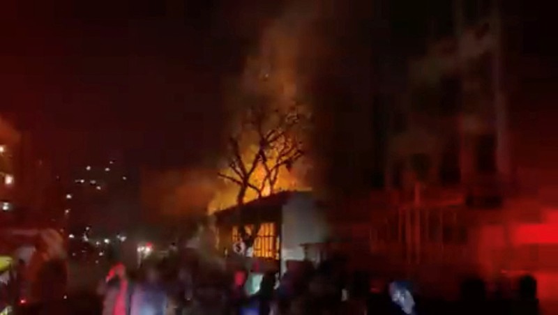 Fire fighters work on the scene of a deadly blaze in downtown Johannesburg Thursday, Aug. 31, 2023. Scores of people died when a fire ripped through a multi-story building in Johannesburg, South Africa’s biggest city, emergency services said Thursday. (AP Photo)