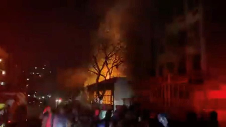 Fire fighters work on the scene of a deadly blaze in downtown Johannesburg Thursday, Aug. 31, 2023. Scores of people died when a fire ripped through a multi-story building in Johannesburg, South Africa’s biggest city, emergency services said Thursday. (AP Photo)