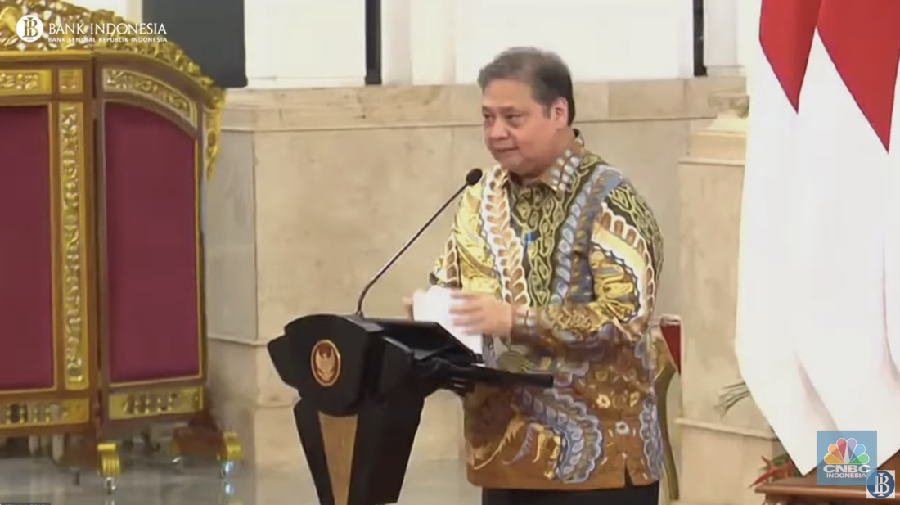 Menteri Koordinator Bidang Perekonomian (Menko Perekonomian), Airlangga Hartarto di acara Rapat Koordinasi Nasional Pengendalian Inflasi 2023.