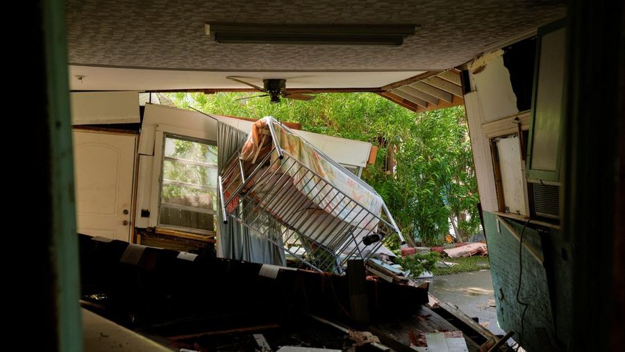 A view of a damaged McDonald's sign after the arrival of Hurricane Idalia in Perry, Florida, U.S., August 30, 2023. REUTERS/Cheney Orr