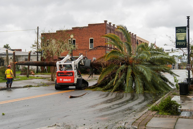 A view of a damaged McDonald's sign after the arrival of Hurricane Idalia in Perry, Florida, U.S., August 30, 2023. REUTERS/Cheney Orr