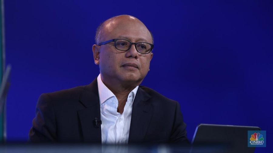 Direktur Utama IFG LIFE Hexana Tri Sasongko dalam acara BUMN Report di Studio CNBC Indonesia, Jakarta, Jumat (1/9/2023). (CNBC Indonesia/Tri Susilo)