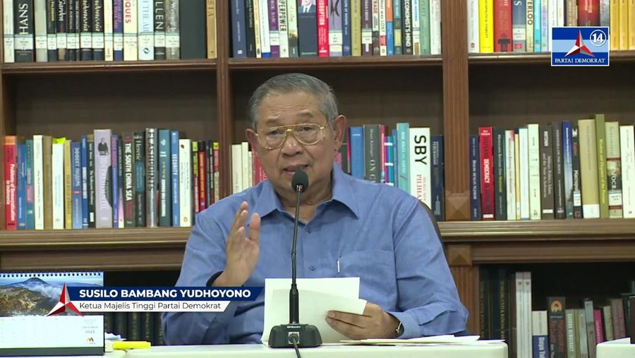 Ketua Majelis Tinggi Partai Demokrat Susilo Bambang Yudhoyono saat Sidang Majelis Tinggi Partai Demokrat. (Tangkapan Layar Youtube Partai Demokrat)