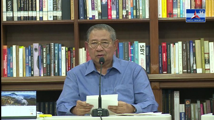 Ketua Majelis Tinggi Partai Demokrat Susilo Bambang Yudhoyono saat Sidang Majelis Tinggi Partai Demokrat. (Tangkapan Layar Youtube Partai Demokrat)